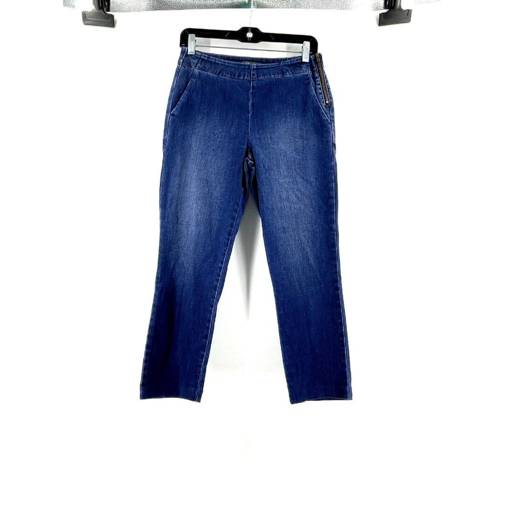 Anthropology Level 99 Women's Mid Rise Med Wash Side Zip Denim Jeans Size 27